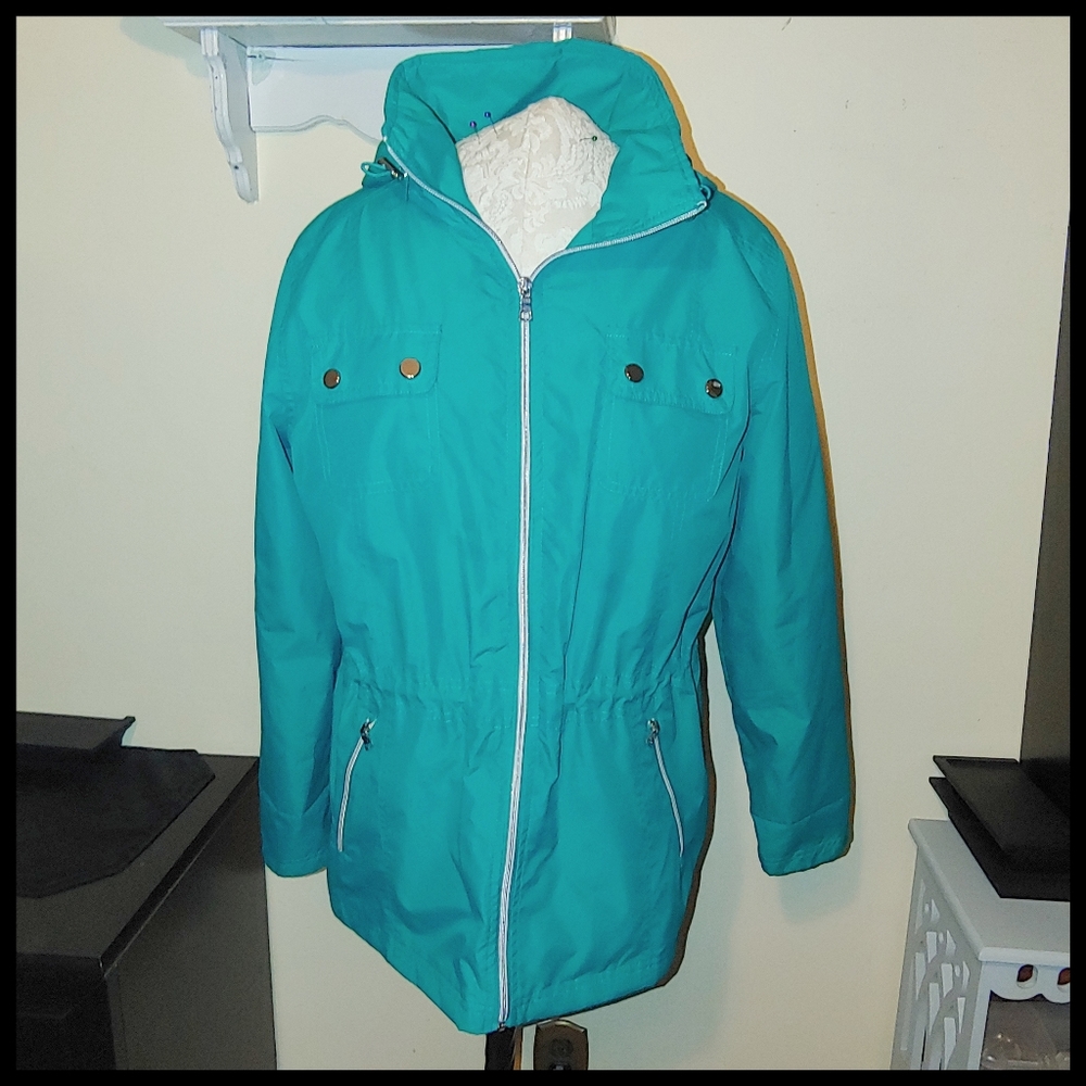 Teal Style & Co Windbreaker